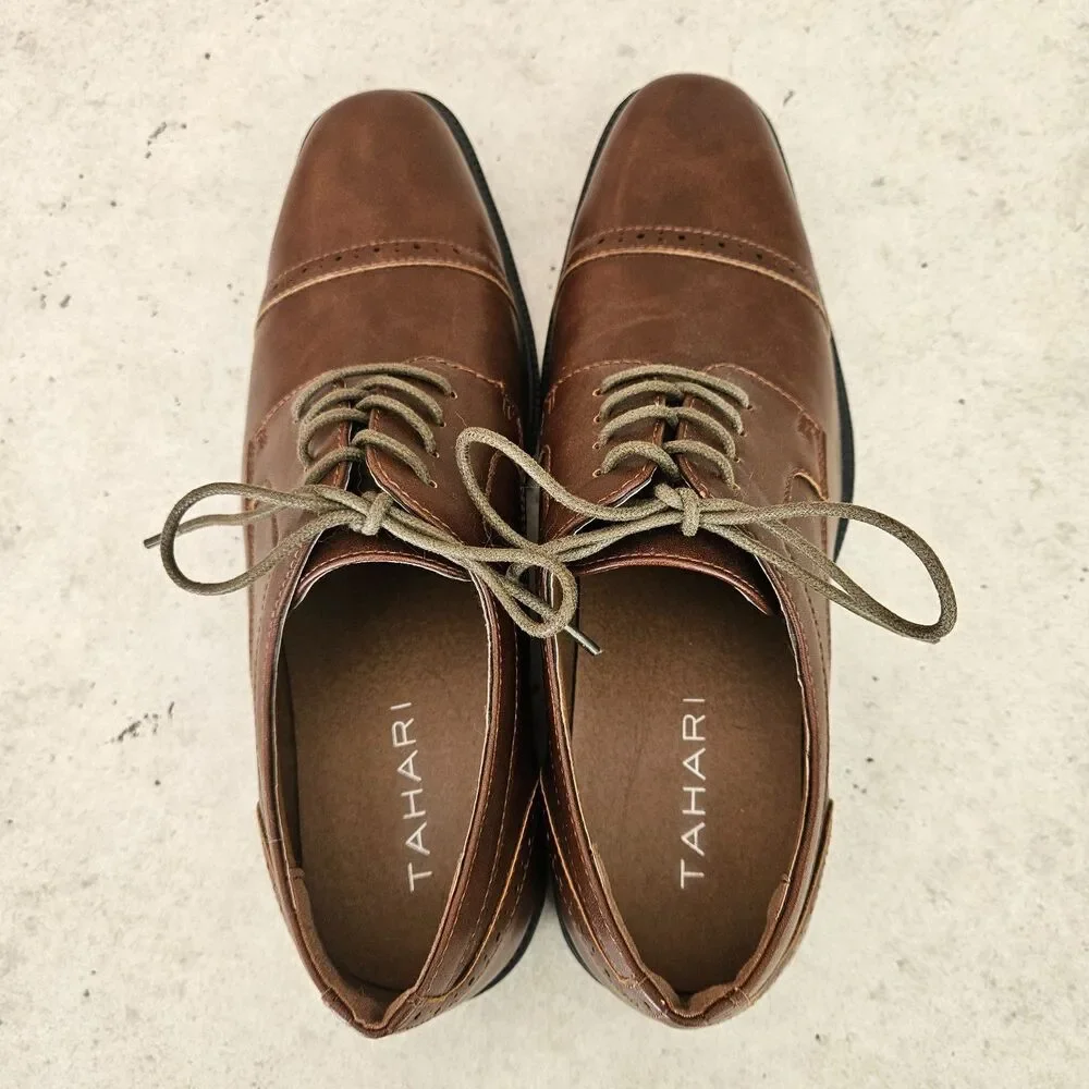 EUC Tahari Terrance Brown Cap Toe Derby/Oxford Shoes Men Sz 11 Preppy Classic